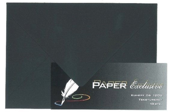 Paper Exclusive Kuvert C6 120g sort tekstureret 10stk.