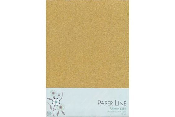 Paper Line Glitter papir dobbelt A4 120g, 10stk pakke guld