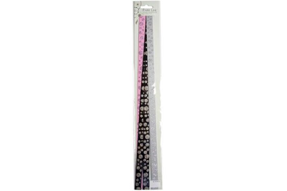 Strimler selvklæbende pink/sort/sølv 15x420mm 6stk