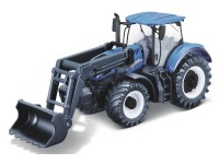 BURAGO Tractor w/front loader N.H. T7.615 10cm blue