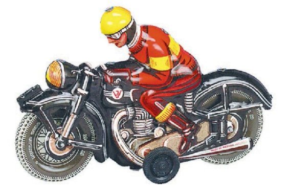 Wilesco 10588 motorcykel 16 cm, sort, friktion