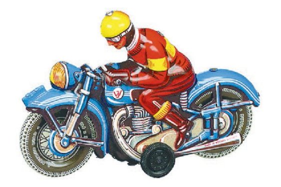 Wilesco 10589 motorcykel 16 cm, blå friktion