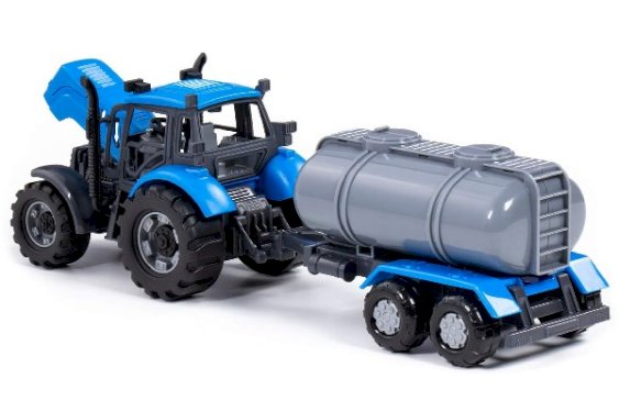 POLESIE Traktor med tankvogn 37x10x11cm, blå