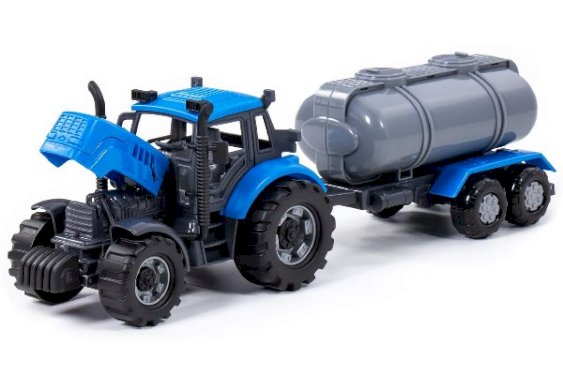 POLESIE Traktor med tankvogn 37x10x11cm, blå