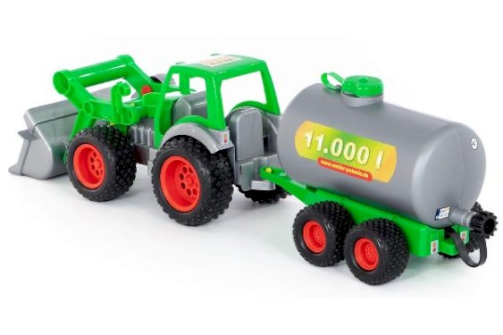 POLESIE Traktor m/frontskovl & tankvogn 14,5x17x57cm 