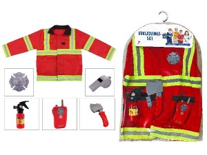YUE QIANG Udklædningssæt brandmandsjakke rød med tilbehør