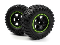 BLACKZON Smyter Desert Wheels/Tires Assy (Blk/Green/2pcs)