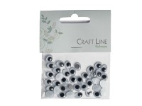 Craft Line Rulleøjne oval pålim. 10mm 40stk. sort/hvid