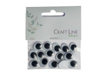 Craft Line Rulleøjne oval pålim. 15mm 20stk. sort/hvid