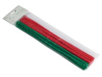 Craft Line Chenille 6mm 30cm 25stk rød/hvid/grøn mix