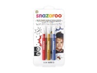 SNAZAROO Sminkefarve penselmaling 3stk. rød/guld/blå