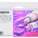 Art Ranger Akrylmaling sæt 8stk. 22ml glitter farver