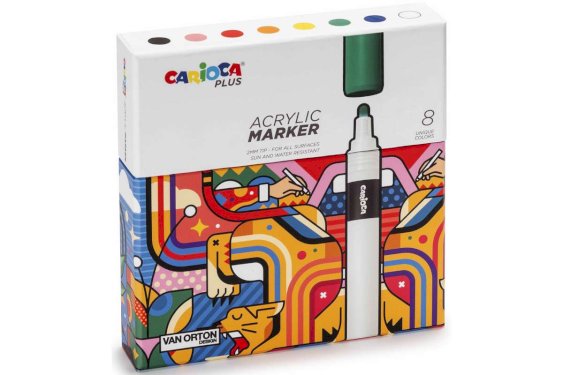 CARIOCA PLUS Acrylic marker 8stk. ass. i hård boks