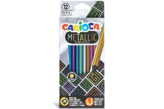 CARIOCA Metallic farveblyanter 6-kantet 3,3mm, 12stk.