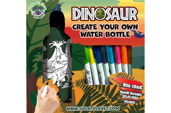 SPLAT PLANET Vandflaske sæt grøn, dinosaurus m/10 tuscher ass.