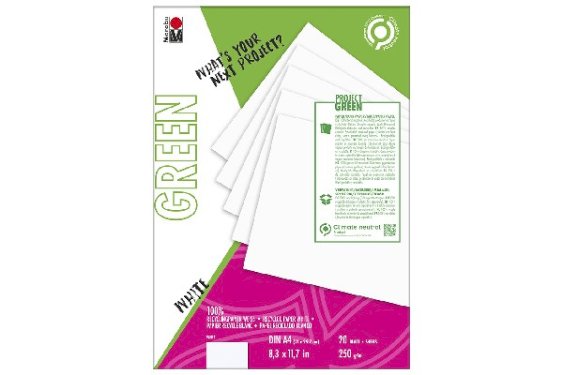Marabu GREEN papir hvid 20ark, 250g FSC genbrug 