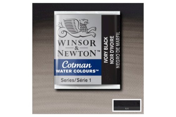 Winsor Newton Cotman watercolour 1/2 pan Ivory Black 331