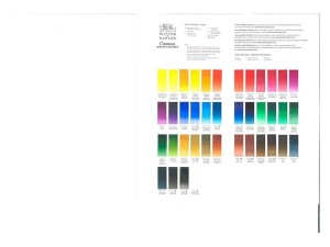 Winsor Newton Cotman Water Colour, colour chart, print